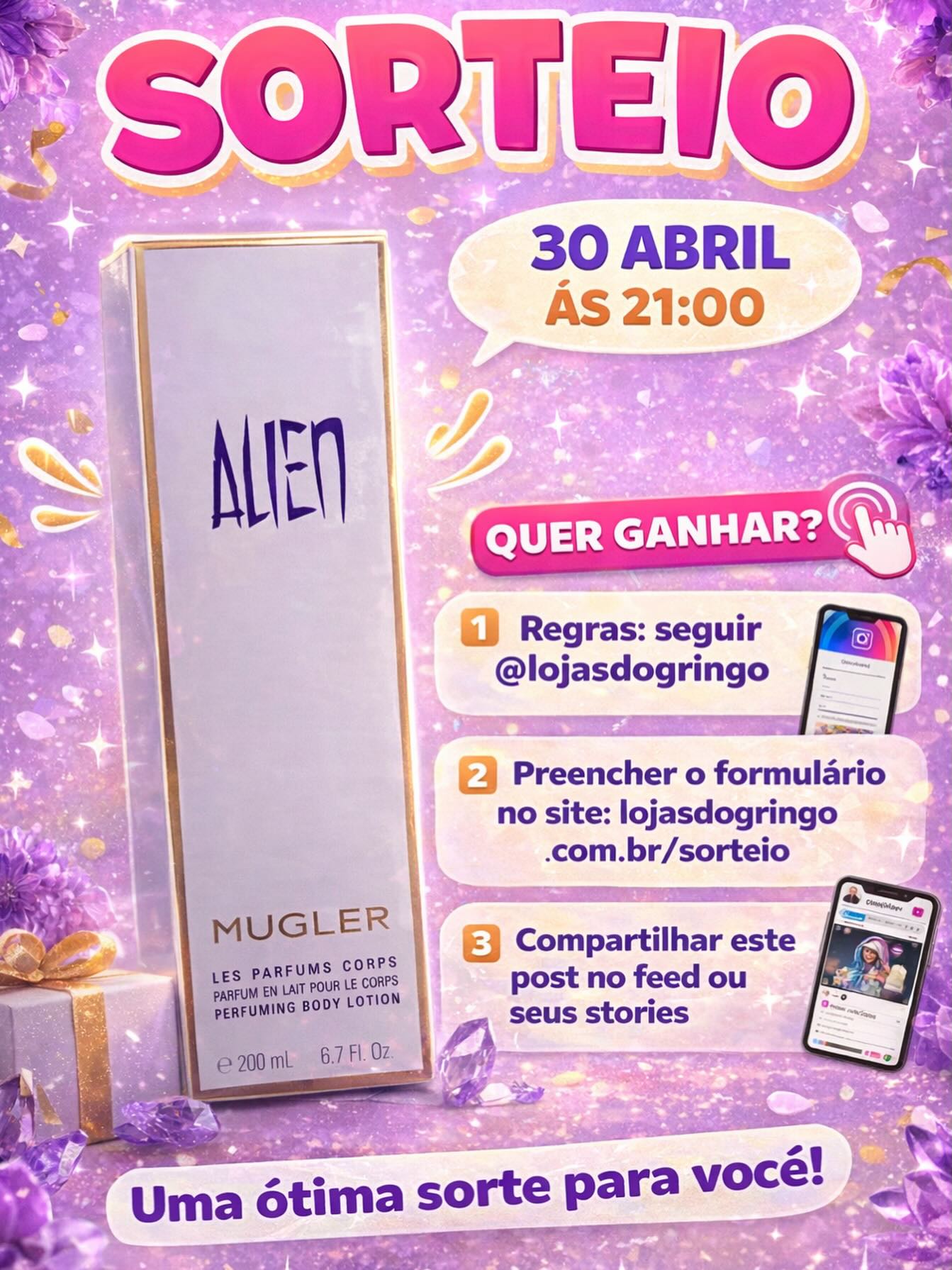 Sorteio Abril 2026 🎁

Não ganhou o último sorteio? Não fica 